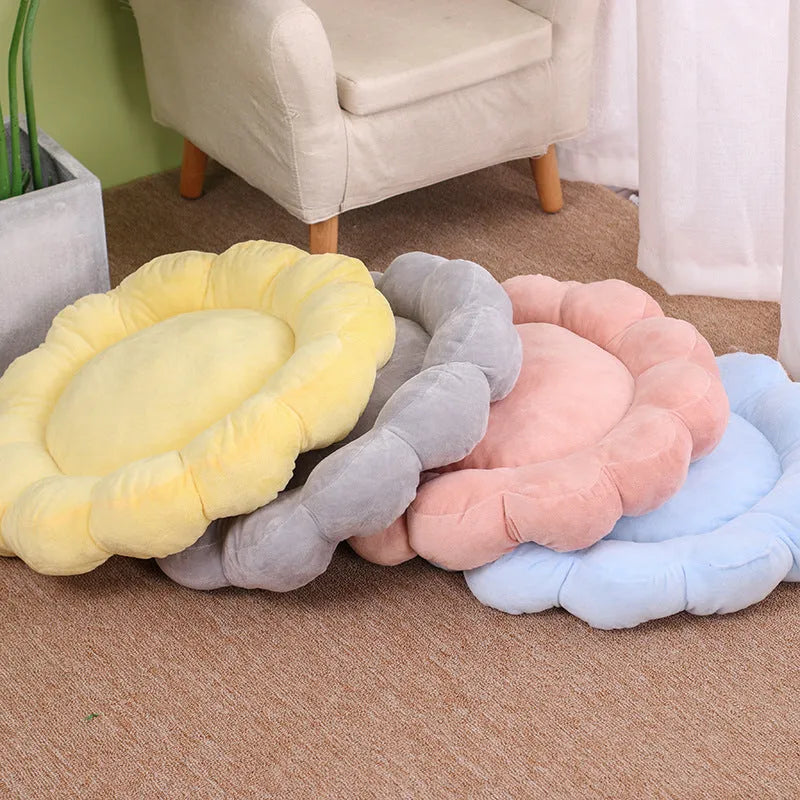 50cm square half-surrounded pet bed with plush fabric in multiple colour options
