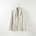 Men's solid colour linen suit coat with stick pocket in light blue