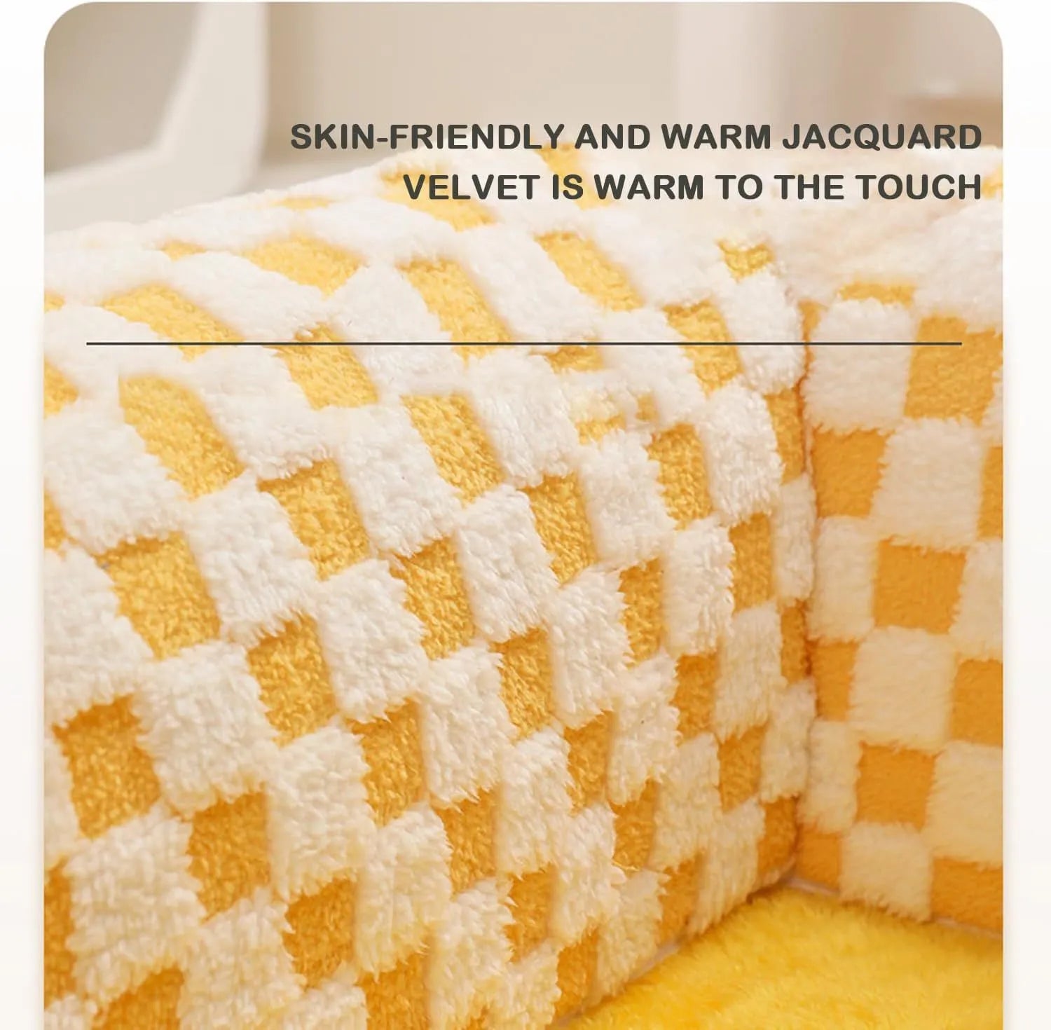 Coffee coloured plush 2-in-1 pet bed with a sleeping mat and an attached tunnel, showing anti-slip base.
