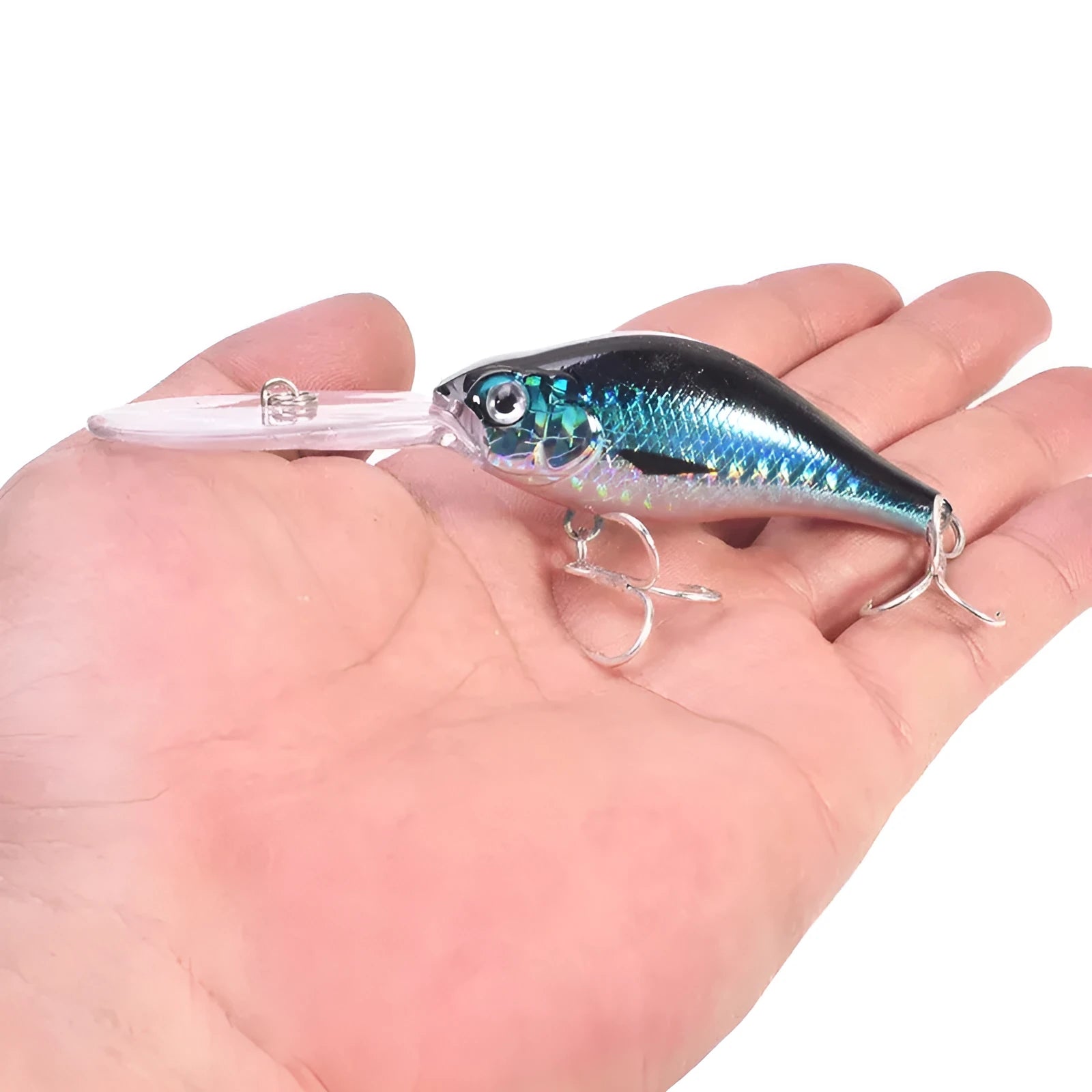 10.5cm long tongue board Mino fishing lure in colour option A, shown alongside other colour variants B through E.