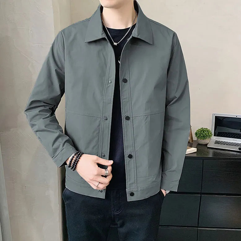 Men's single-layer lightweight jacket in Korean style, shown in a choice of colours.