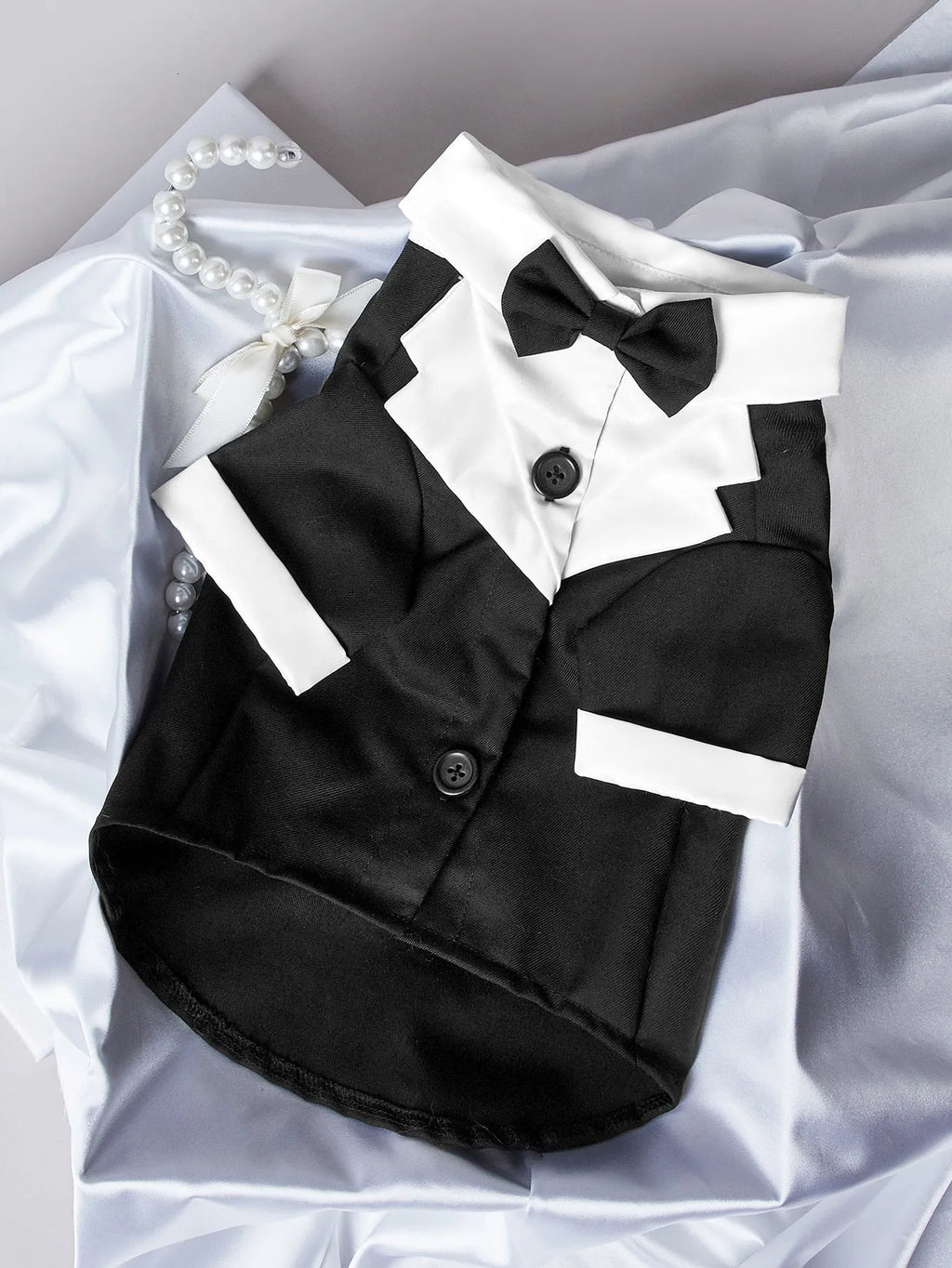 Black four-legged dog wedding suit Chinese style tuxedo on pet