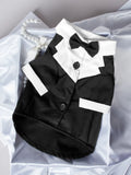 Black four-legged dog wedding suit Chinese style tuxedo on pet