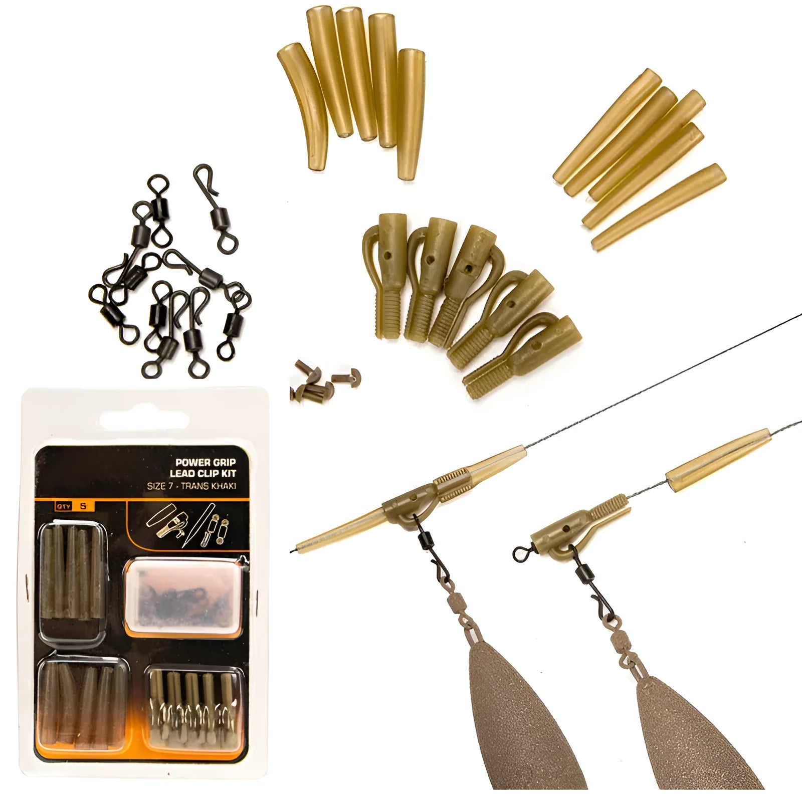 Tobly European carp fishing accessory set with 30 pieces including anti-winding pipes and rotation adapters