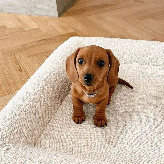 Rectangular beige cloth dog bed sofa nest for indoor pet use
