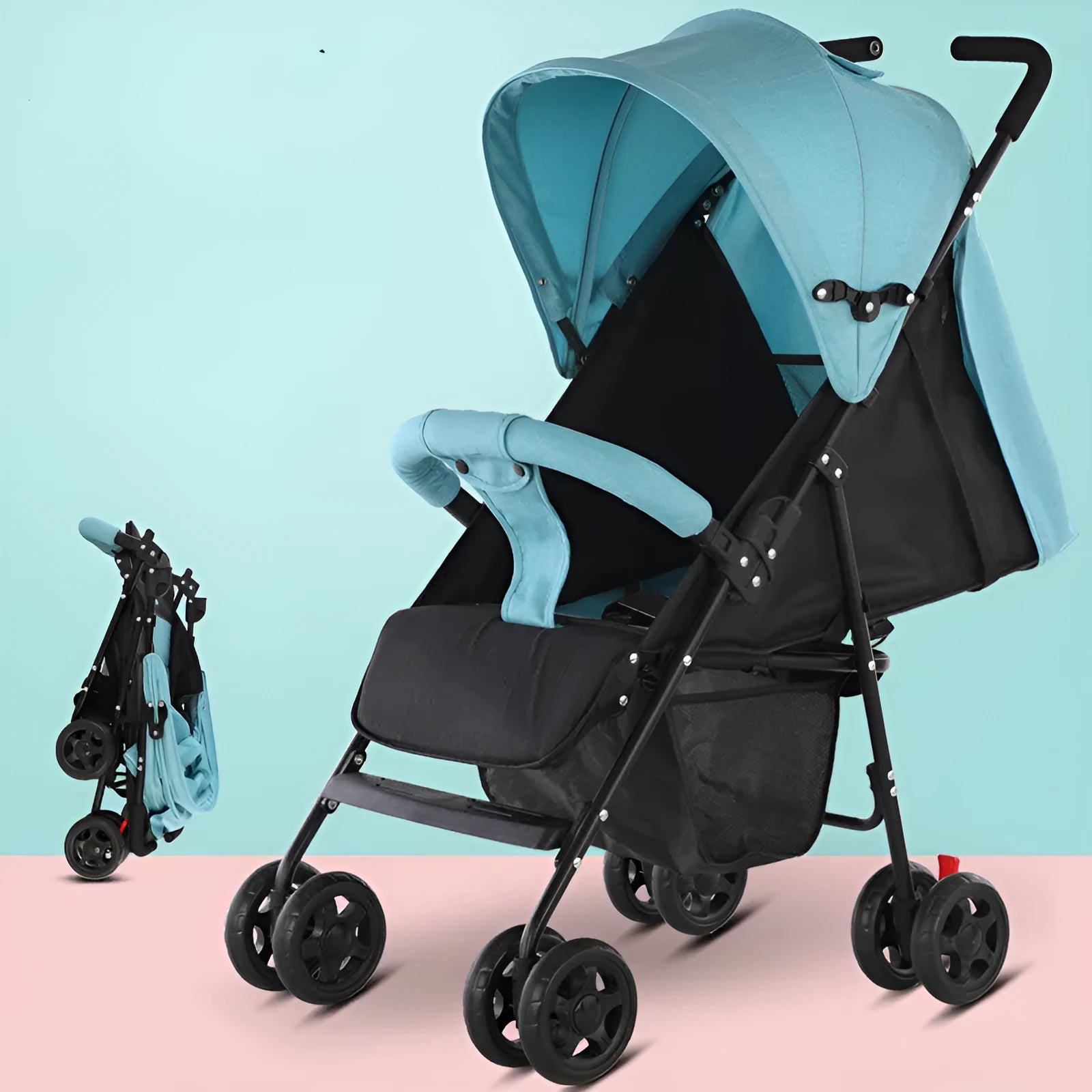 Lightweight wide long baby stroller with sunshade in fashion gray colour