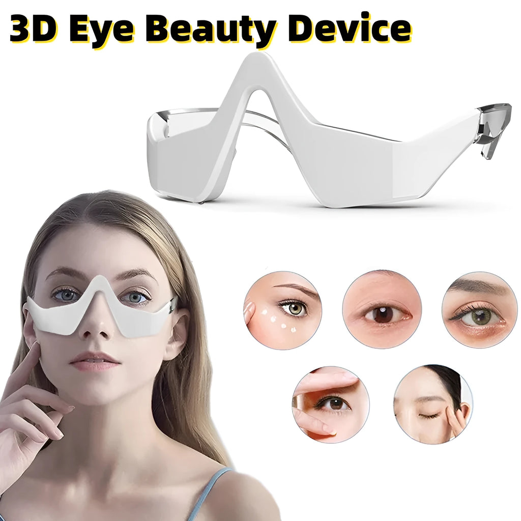 Pink and white micro-current eye massager with glasses-style design