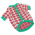 Wool dog sweater with cartoon animal design choices: rabbit, red pig, strawberry, or flower cardigan.