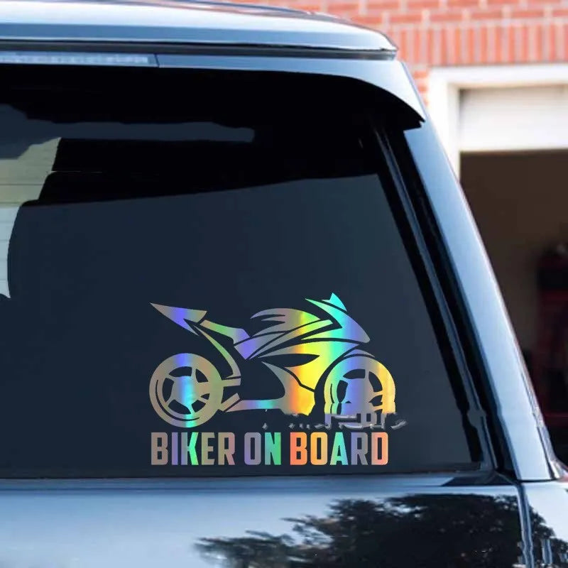 Motorcycle reflective safety stickers in PET material showing size and colour options