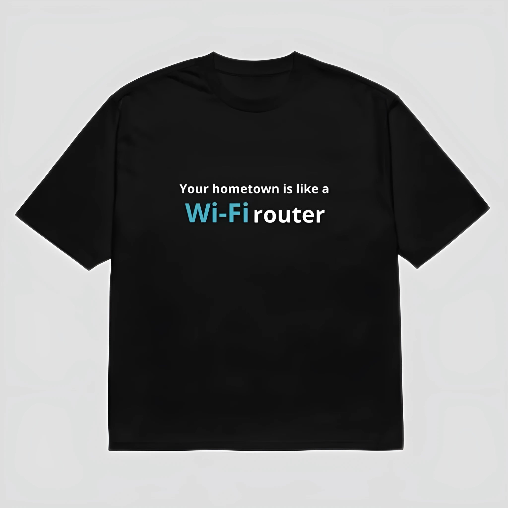Black men's loose fit T-shirt with a colourful 3D digital cartoon print on the front.