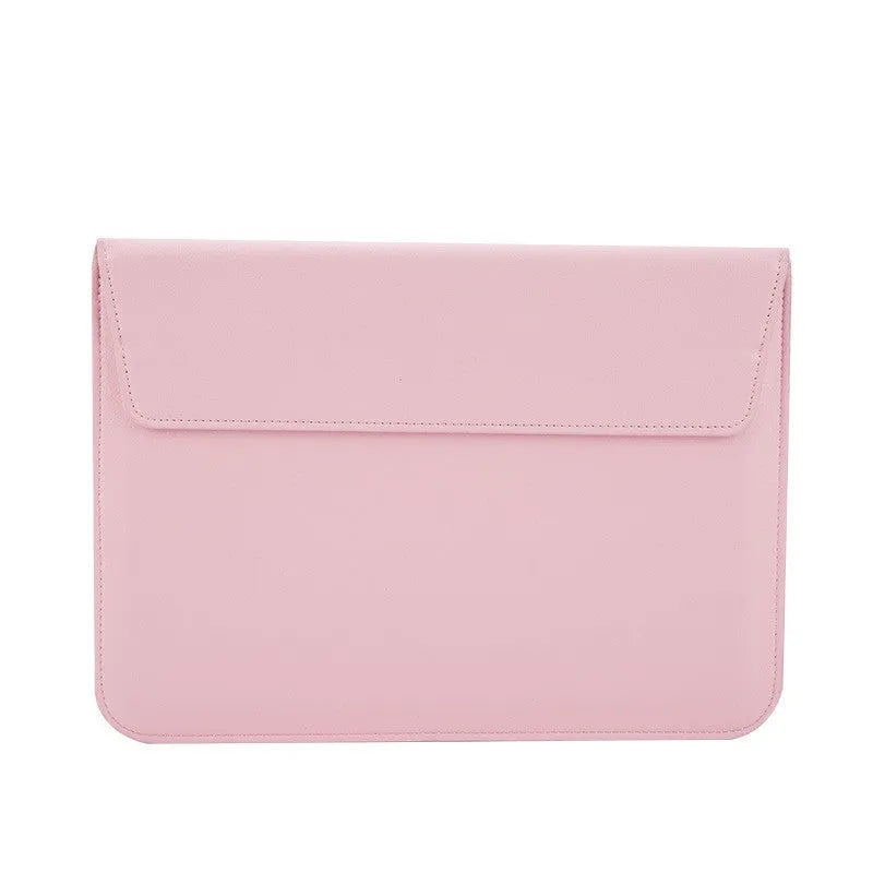 PU leather laptop sleeve in solid colour, fits 11 13 15 inch devices