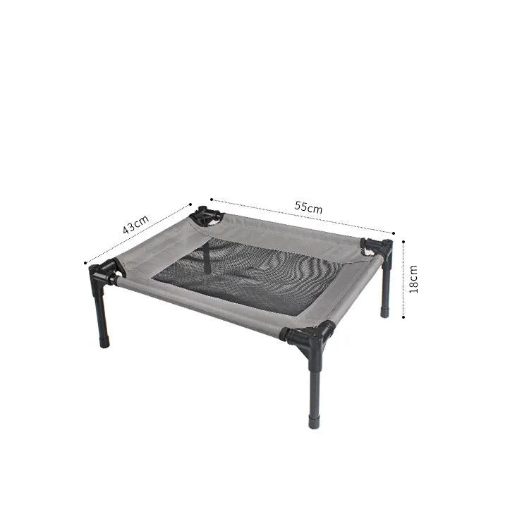 Portable outdoor pet bed with removable oxford cloth cover and steel frame measuring 55cm long