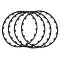 Set of four coloured nylon wheel hub protection rings for car alloy wheels.
