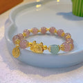 Women's floral glazed glass bracelet with electroplated finish and animal zodiac charms in classic style