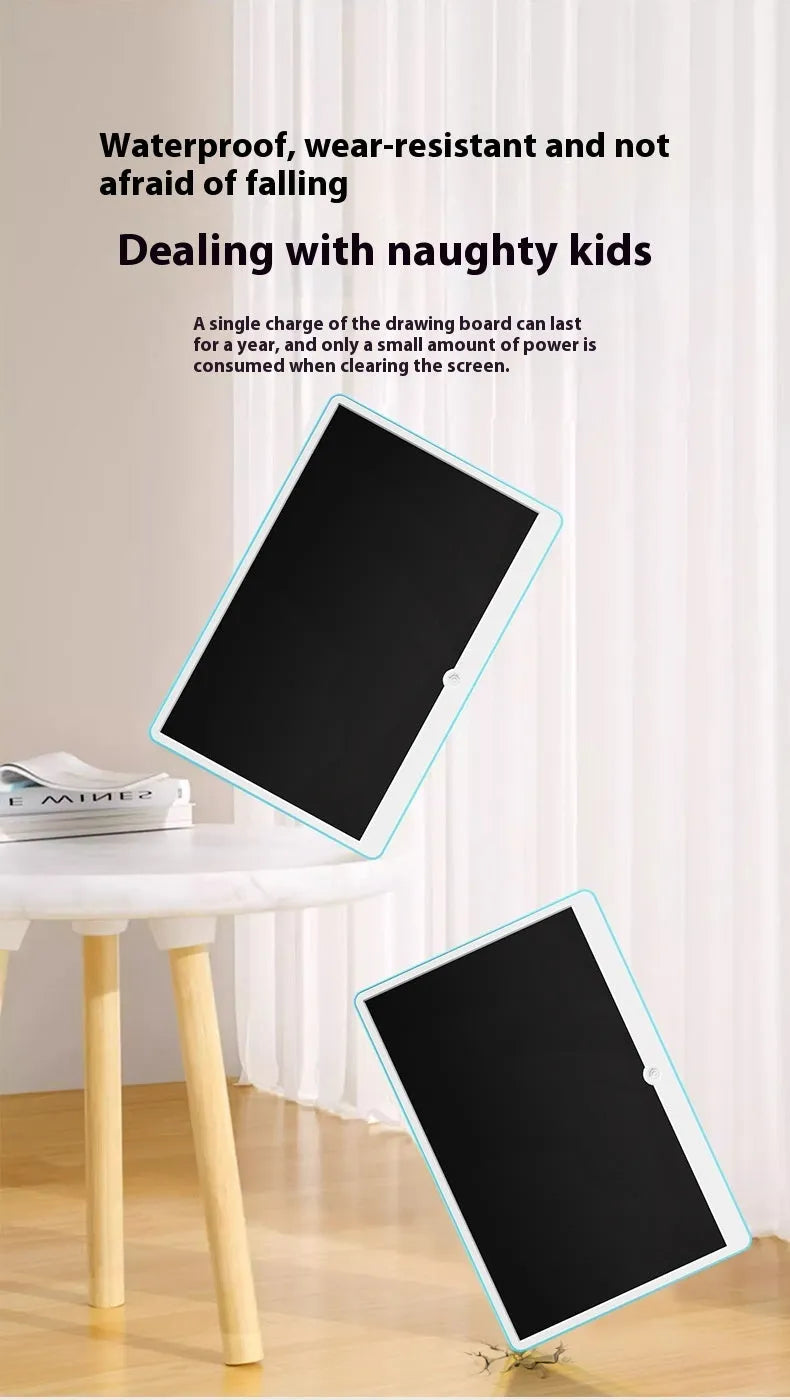 19-inch LCD children's drawing board in blue and white or pink and white colour options with stylus