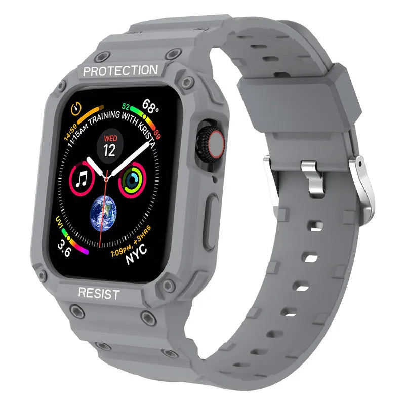 Apple Watch Series 8 compatible TPU sport strap in multiple colour options showing 38mm and 42mm sizes