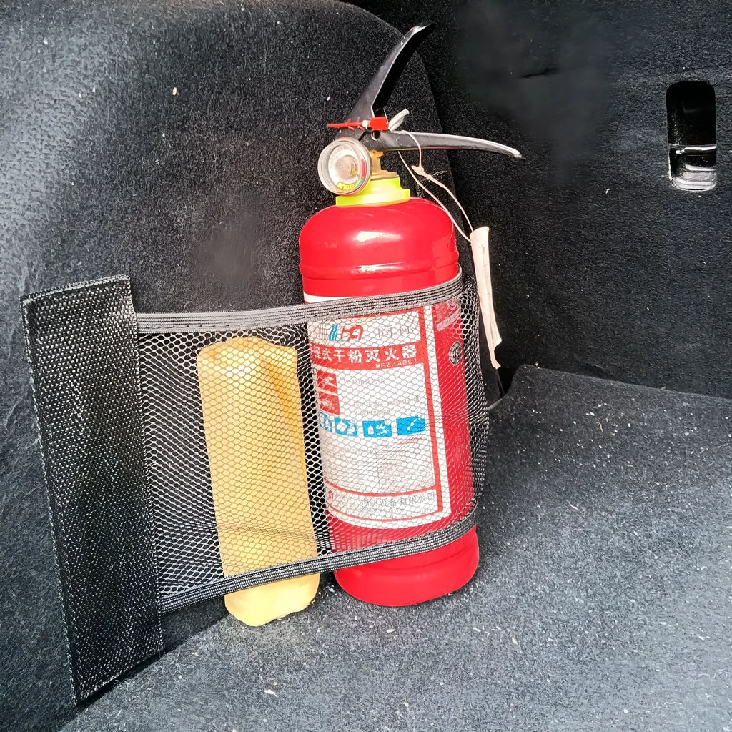 Elastic polyester car boot storage net shown in two sizes: 20x35cm and 20x45cm.