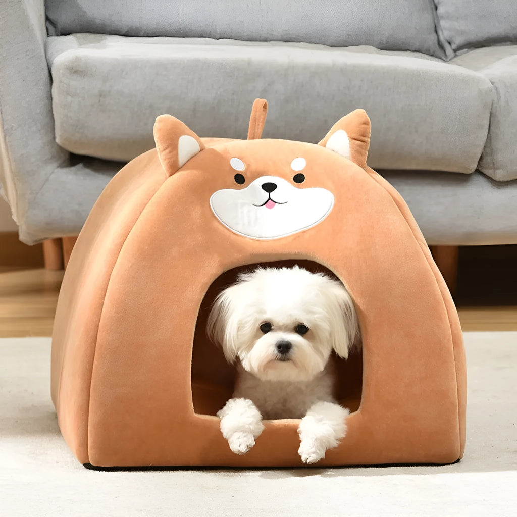 Warm machine washable cloth cat bed in three sizes for autumn and winter