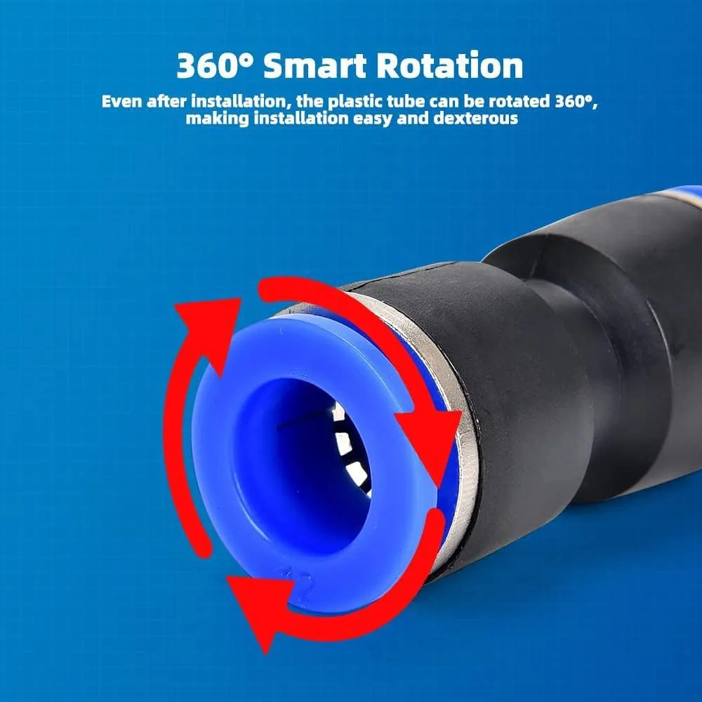 60-piece quick pneumatic push-in connector set with alloy plastic fittings