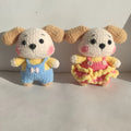 Hand-finished woollen couple zodiac dog pendant charm with key chain on pinafore dress and trousers styles
