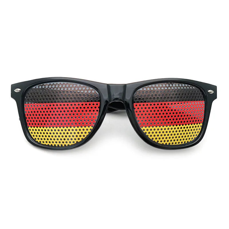 Black sunglasses with Germany flag sticker and ten thousand words decoration for parties