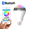 White LED smart bulb with E27 base, featuring integrated Bluetooth speaker for music and light.