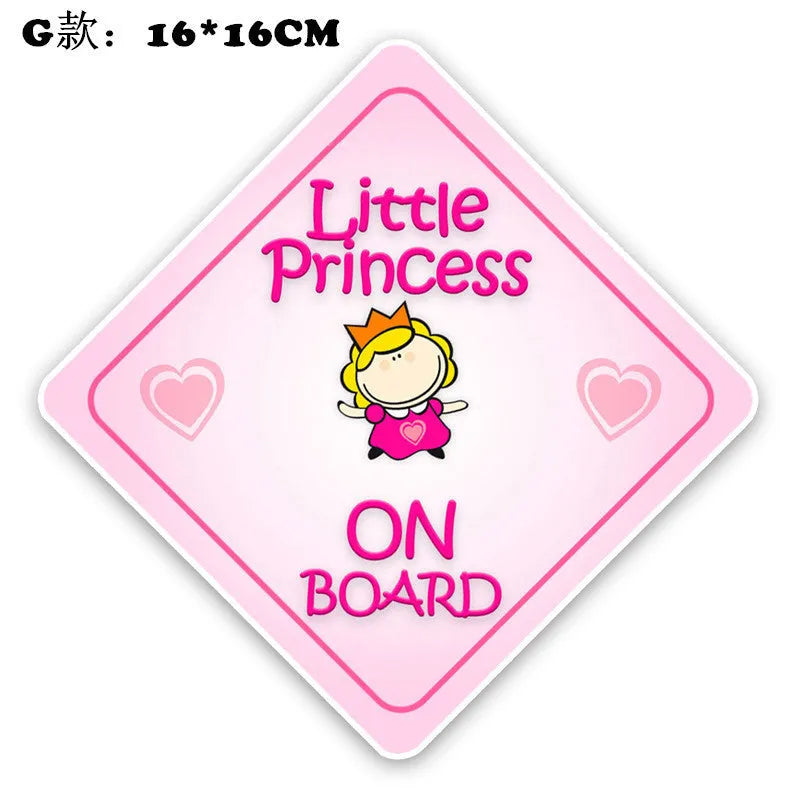 Baby on board reflective car stickers with multiple baby character designs on PET reflective material