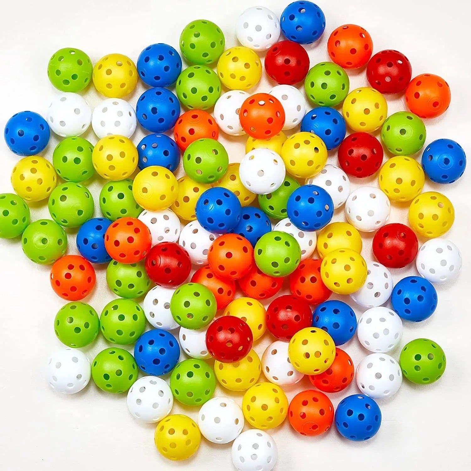 Multi-colour golf practice balls set with 26-hole putting cup in red orange blue green white yellow