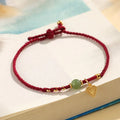 Handmade 925 silver Hetian jade bracelet with woven design in red colour option