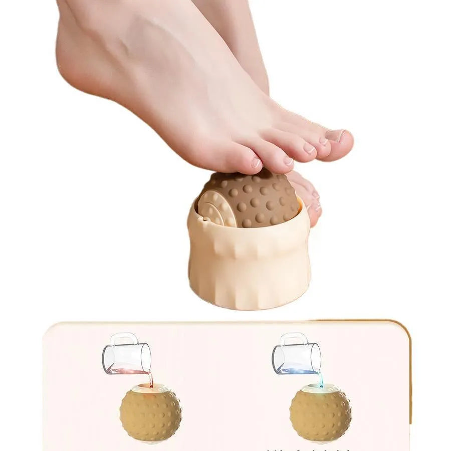 Massage ball set for cold and hot compress therapy in caramel mocha colour with double ball design