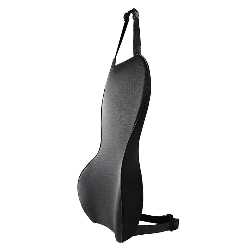 Solid colour car lumbar support cushion with memory cotton filler on a car seat.