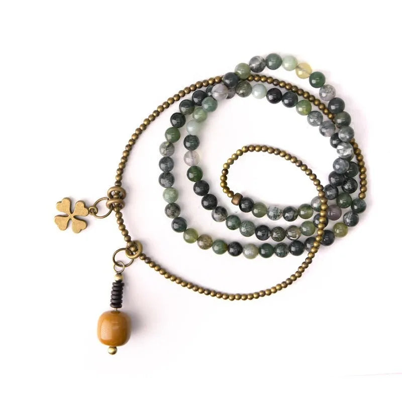 Multi-layered ethnic retro bracelet for children in natural crystal with manual processing