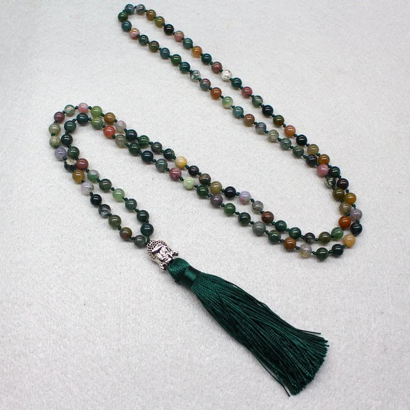 Natural agate bracelet with 108 geometric beads in 6mm size arranged as blessing necklace