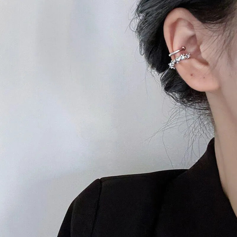 Geometric irregular frosty style alloy ear clip earrings for women.