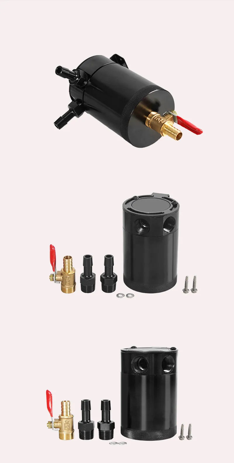 Aluminium automotive oil can with breathable design in black or silver finish