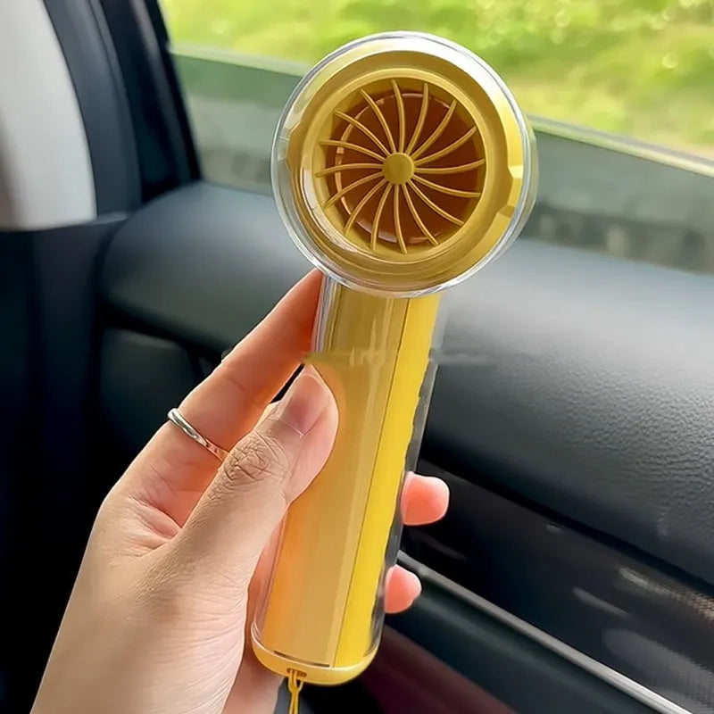 Handheld personal fan with refrigeration function in yellow, white or black colours