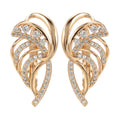 Gold-plated wing-shaped ear clips with micro inlaid zircon geometric design for women
