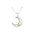 Copper sun and moon tooth couple necklace set with electroplated finish on a cross chain.