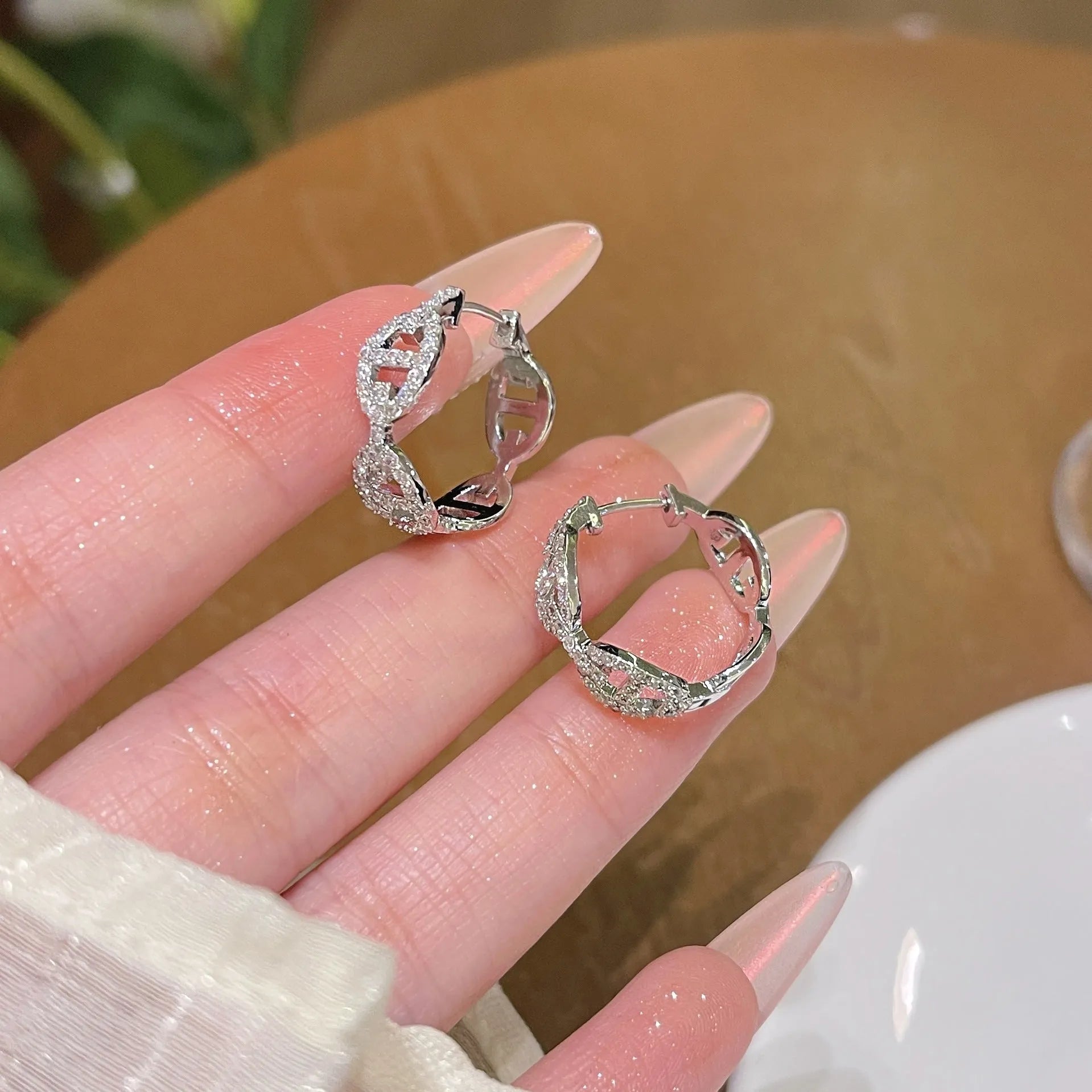 Ladies diamond design casual earrings in silver, gold and rose gold electroplated copper jewellery
