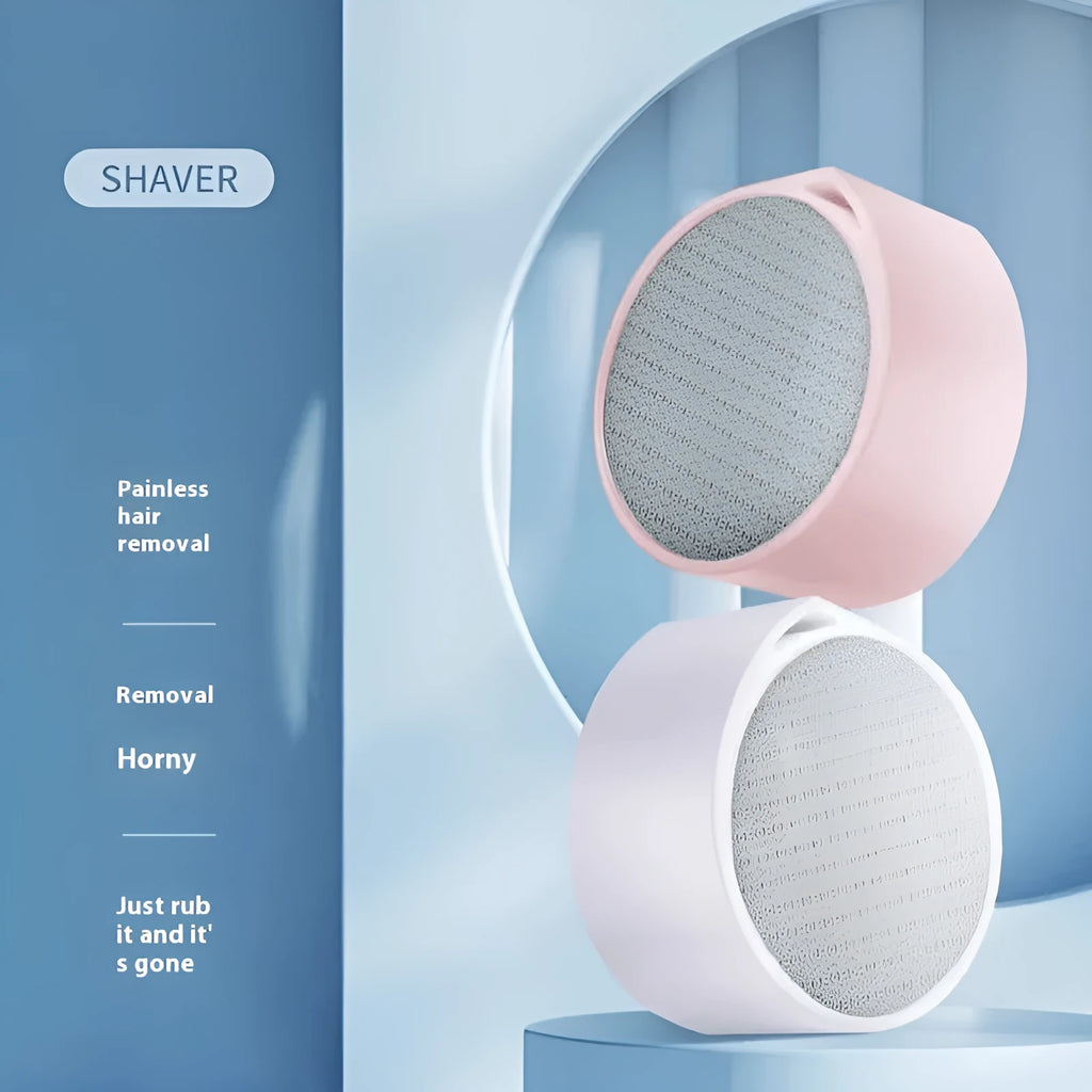 A white plastic 2-in-1 nano glass epilator and foot grinder device for manual hair removal.