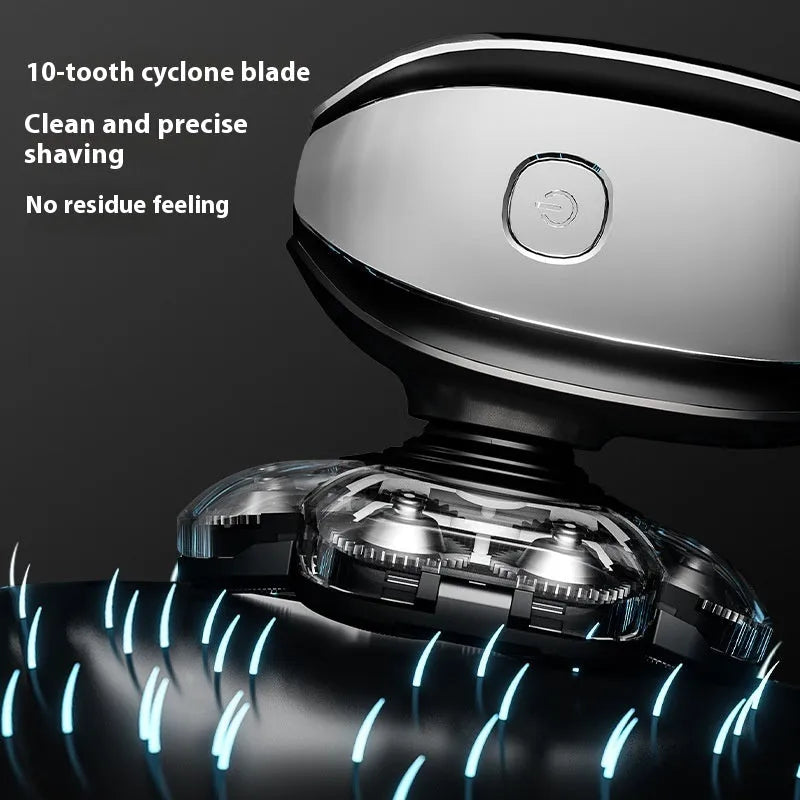 Black 6-in-1 rechargeable hair clippers shaver with multiple grooming attachments including 9D shaving head and nose trimmer