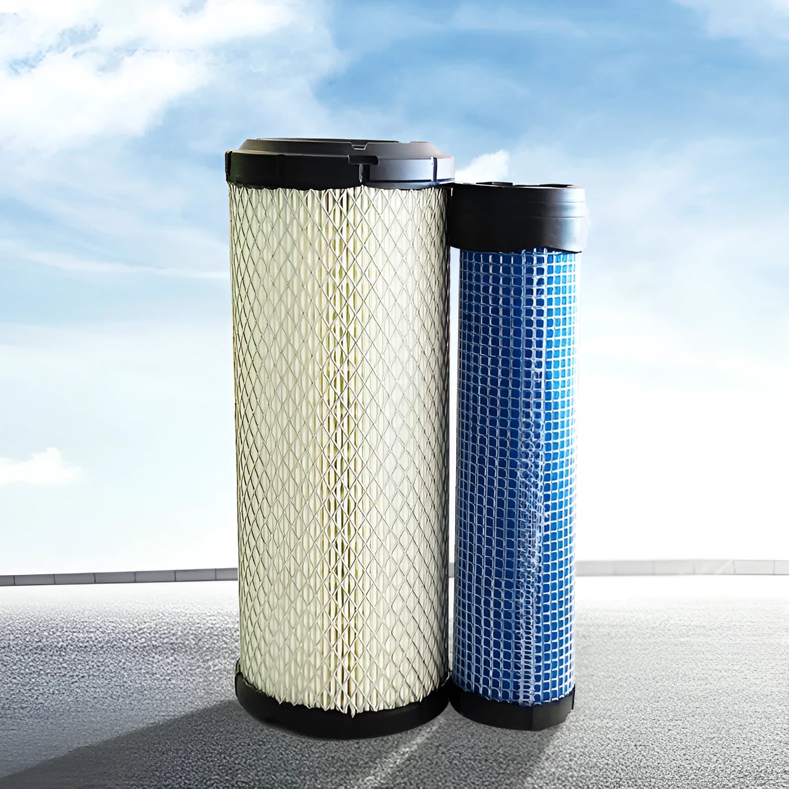 Donaldson engine air filter model 1027 with a tall cylindrical shape and wood pulp filter paper.