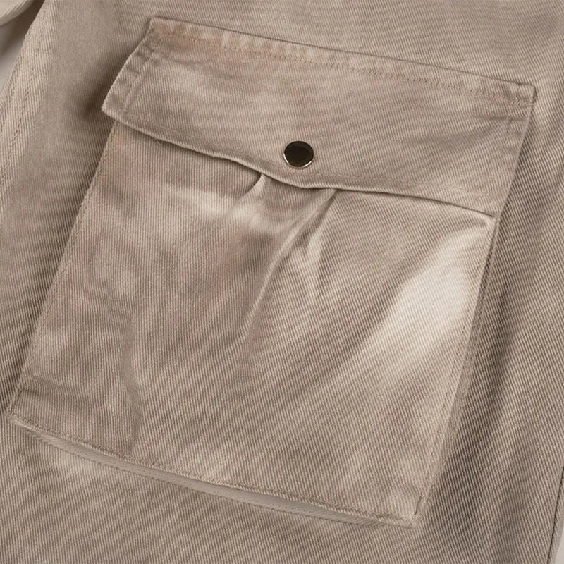 Dark marble loose A-line casual trousers with straight leg design and pure cotton denim fabric