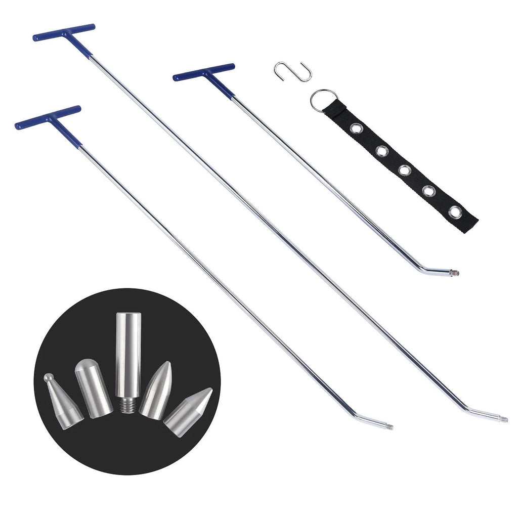 Three-piece car dent repair crowbar set made from alloy steel for automotive bodywork maintenance