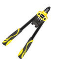 Yellow aluminium alloy manual rivet gun with 13-inch handle and built-in tips.