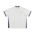 Retro alphabet embroidered loose waffle short-sleeved t-shirt in polyester fabric