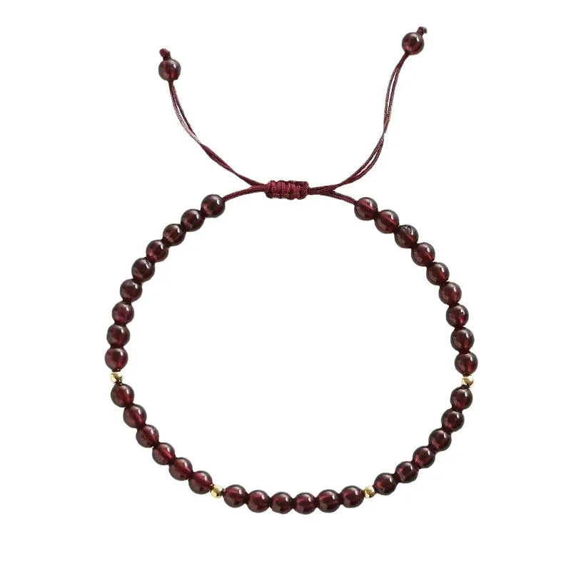 Hand-woven garnet bracelet with national tide styling and flexible wire construction