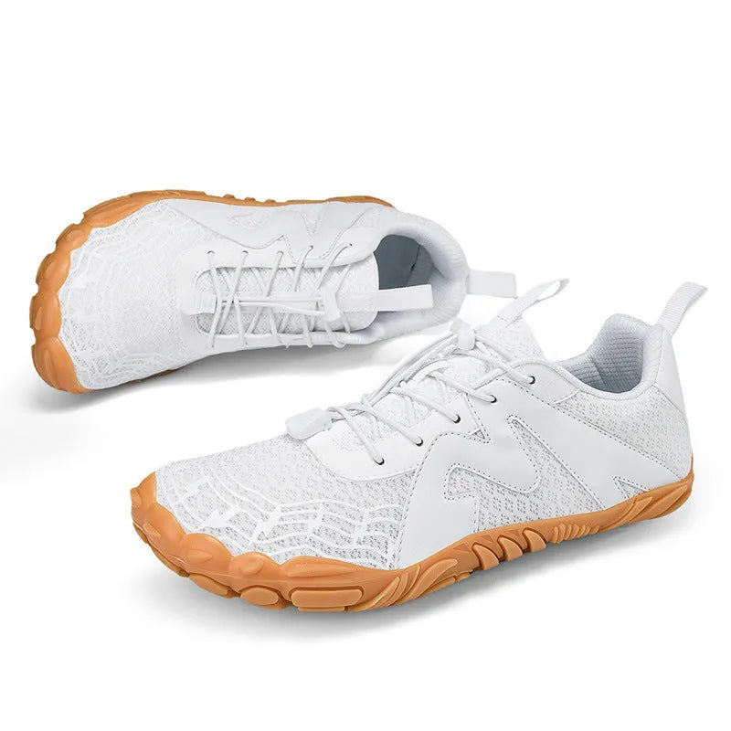 Couple sports climbing shoes with Flyknit lining and rubber sole in multiple colour options.