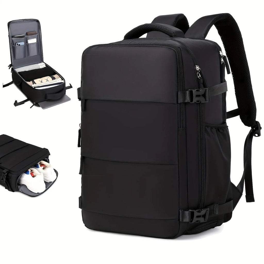 Large capacity nylon luggage backpack for men in black, pink, dark grey or light grey with waterproof anti-theft features