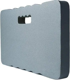 Blue plastic garden kneeler mat with dimensions 45 by 28 by 4 centimetres on grass.